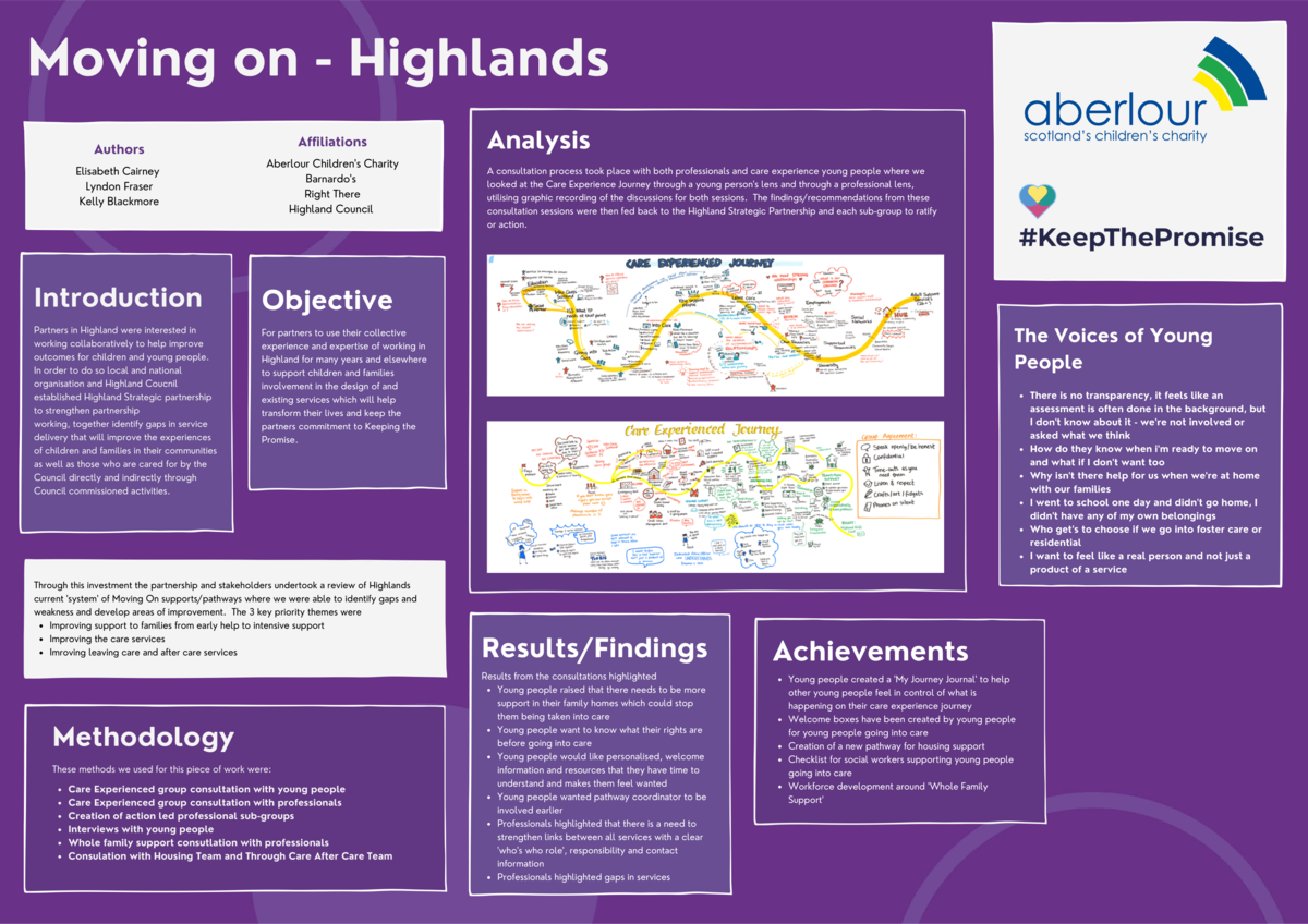 Poster exploring Moving On Highlands, a project from Aberlour and Action for Children