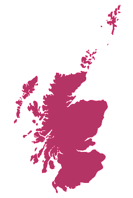 A pink map of Scotland.