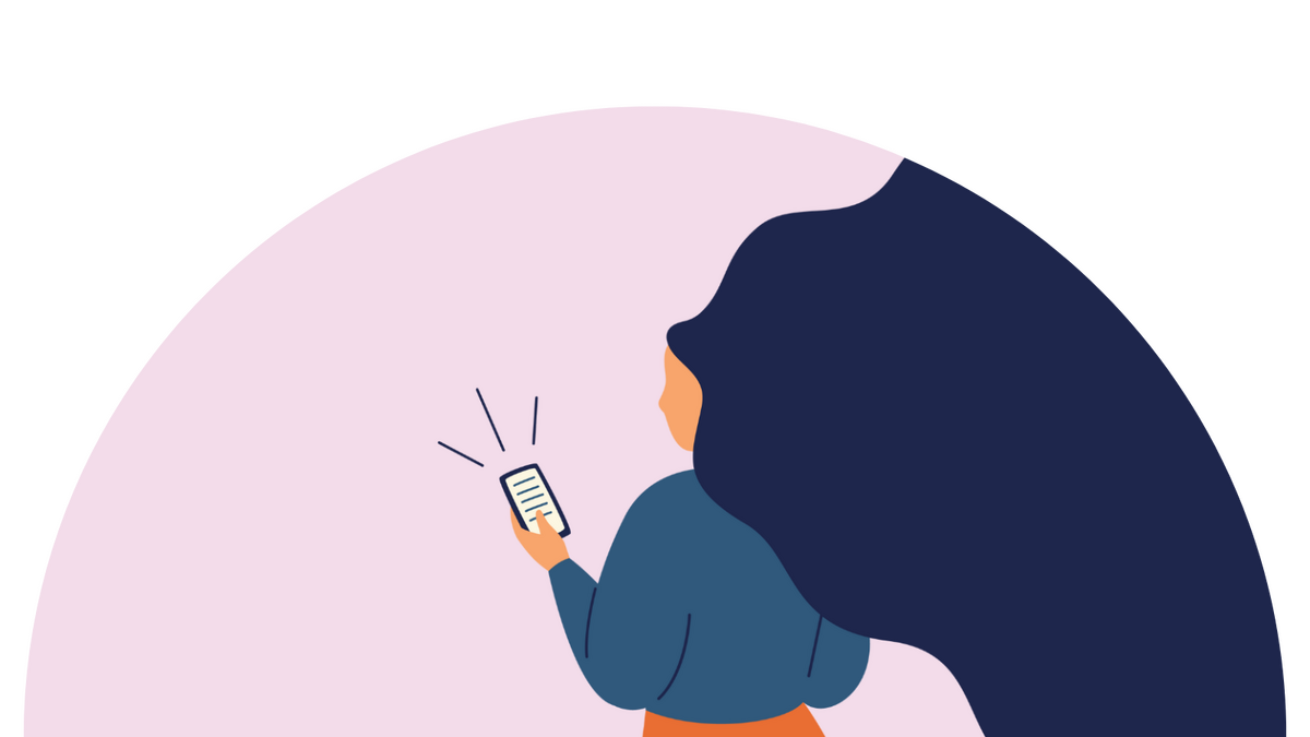 Illustration of a woman getting an alert on her phone.