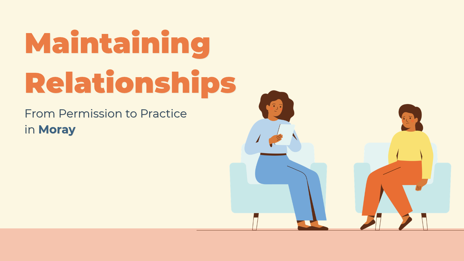 Illustration of an adult talking to a child who seems to be going through a difficult time. Beside this is the title of this learning story.